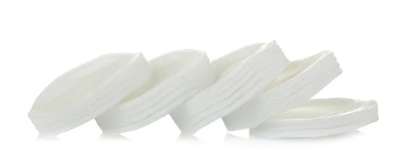 Cosmetic cotton pads. A stack of cotton pads on a white isolated background. spa.