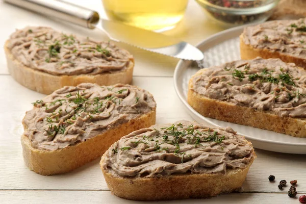 Paté Hígado Pollo Casero Fresco Con Hierbas Para Pan Una — Foto de Stock