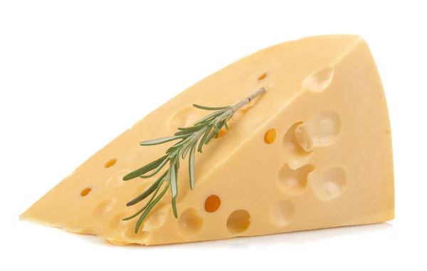 Eine Scheibe Wohlschmeckenden Maasdam Käse Mit Großen Löchern Und Einem — Stockfoto