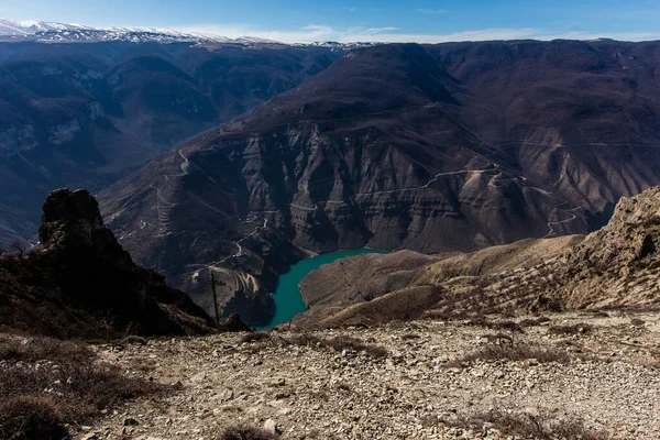 Sulak Kanyonu Chirkeyskaya Hpp Kafkasların Doğası Kafkasya Dağıstan Rusya Dan — Stok fotoğraf