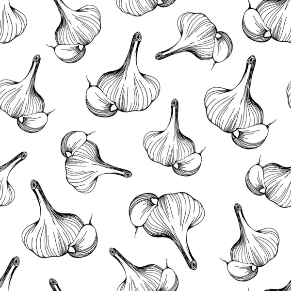 Seamless Pattern Garlic White Background Simple Pattern Garlic Hand Drawn — стоковый вектор