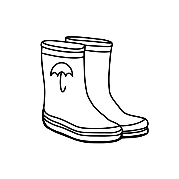橡胶靴隔离在白色的背景上 园丁在花园里工作的靴子 用Doodle风格手工绘制的矢量插图 — 图库矢量图片