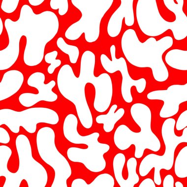 Kırmızı arkaplandaki beyaz noktaların soyut deseni. Basit bir benek deseni. Daireler, ovalar. Soyut tarz, kumaş, tekstil, kağıt tasarımı. Vektör