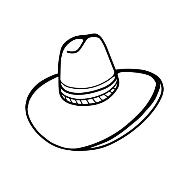 Sombrero Paja Con Ala Ancha Aislado Sobre Fondo Blanco Sombrero — Vector de stock