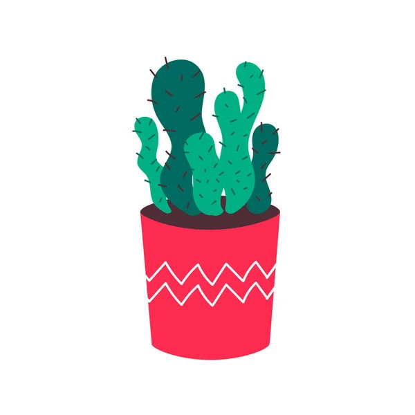 Cactus Pousse Pot Plante Intérieur Décorative Aux Feuilles Vertes Dans — Image vectorielle
