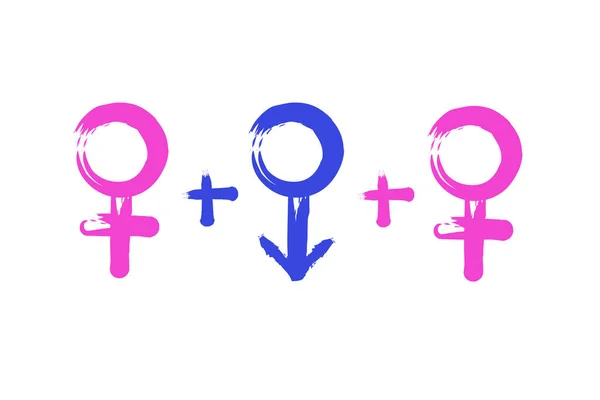 Símbolo Relaciones Poliamorosas Polígamas Símbolo Sexual Masculino Más Dos Símbolos — Archivo Imágenes Vectoriales