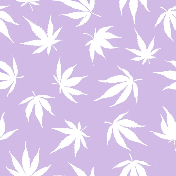 Seamless Pattern White Cannabis Leaves Green Background White Hemp Leaves — Stock Vector