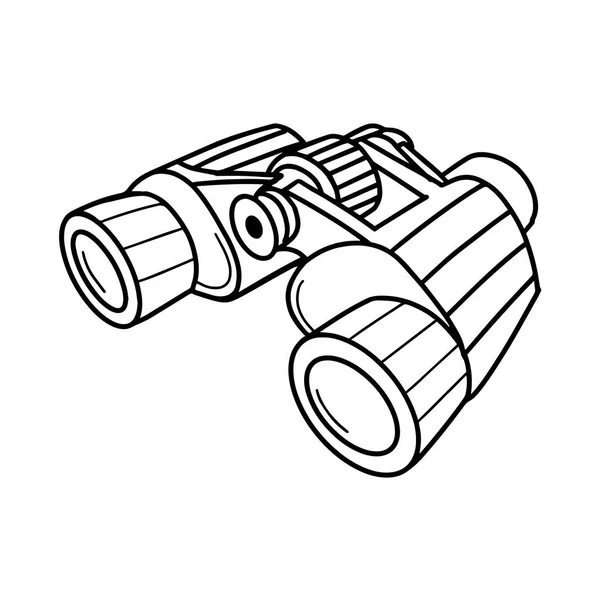 Turist dürbünleri beyaz bir arka planda izole edildi. Uzun menzilli görüş cihazı, görüntü yoğunlaştırıcı optik cihaz. Doodle biçiminde vektör illüstrasyonu