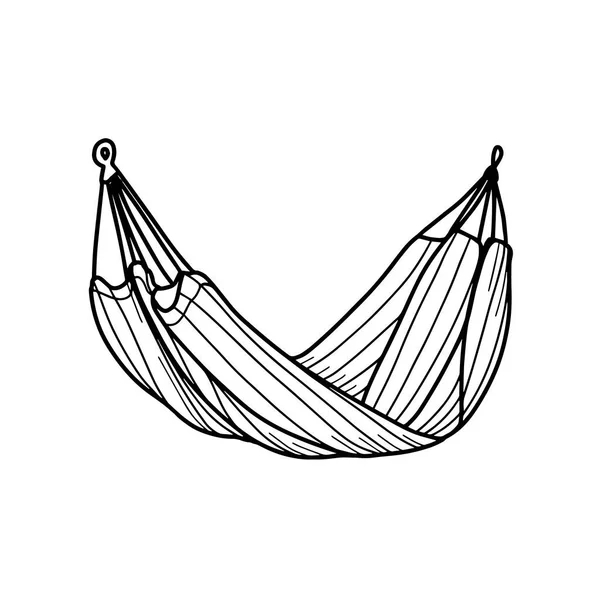 Tourist hammock for recreation. Hammock for outdoor recreation.Portable hammock isolated on a white background. Vector illustration in Doodle style — Stock Vector