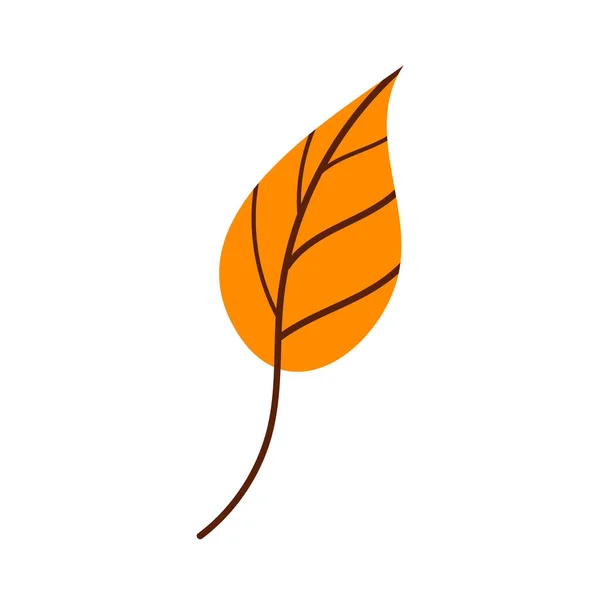 Πορτοκαλί φθινοπωρινό φύλλο απομονωμένο σε λευκό φόντο. Φύλλο σημύδας. Εικονογράφηση διάνυσμα σε ένα επίπεδο στυλ κινουμένων σχεδίων — Διανυσματικό Αρχείο