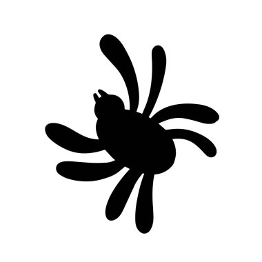 Siyah örümcek beyaz arka planda izole edilmiş. Örümceğin silueti. Cadılar Bayramı için tasarım öğesi. Vektör illüstrasyonu