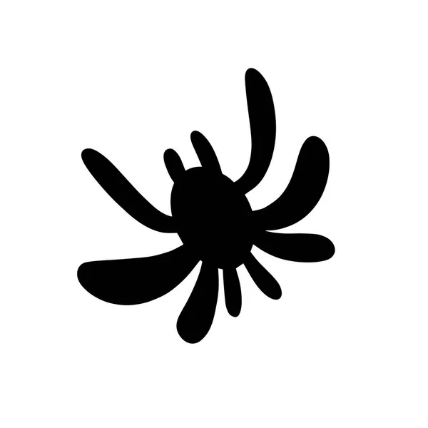Aranha preta isolada em um fundo branco. Silhueta de uma aranha. Elemento de design para Halloween. Ilustração vetorial — Vetor de Stock