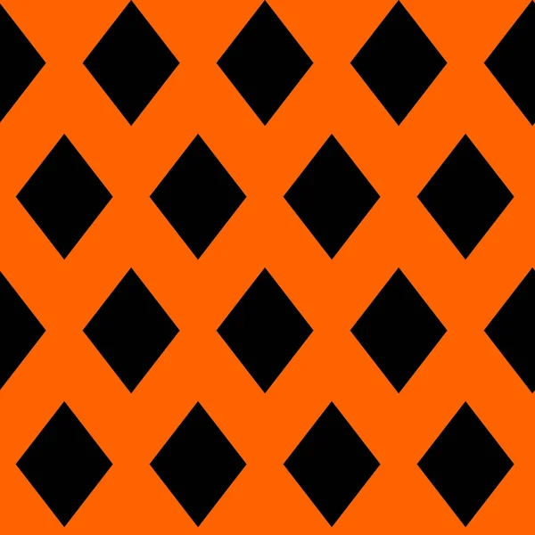 Безшовний геометричний візерунок чорних діамантів на помаранчевому фоні. Безшовний візерунок Хеллоуїна. Тло Хеллоуїна. Векторні ілюстрації — стоковий вектор