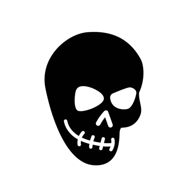 Schwarze Silhouette eines auf weißem Hintergrund isolierten Schädels. Vektordarstellung eines Schädels. Design für Halloween, Tag der Toten, Tattoos, Drucke — Stockvektor