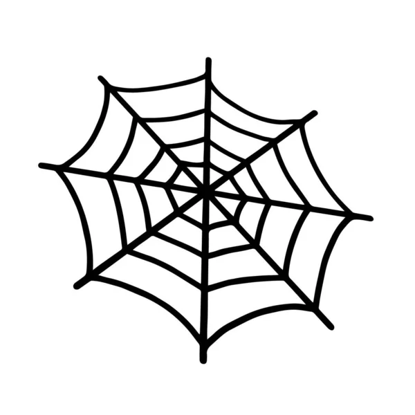 Web isolado em um fundo branco. Web para Halloween, um elemento assustador, fantasmagórico e assustador para o design no Halloween. Vetor —  Vetores de Stock
