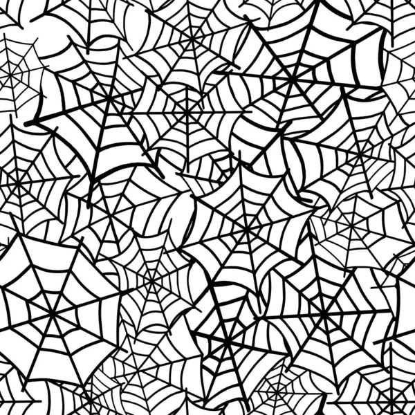 El patrón de la tela de araña. Diseño para Halloween, vacaciones. Patrón de Halloween. Ilustración vectorial dibujada a mano — Vector de stock