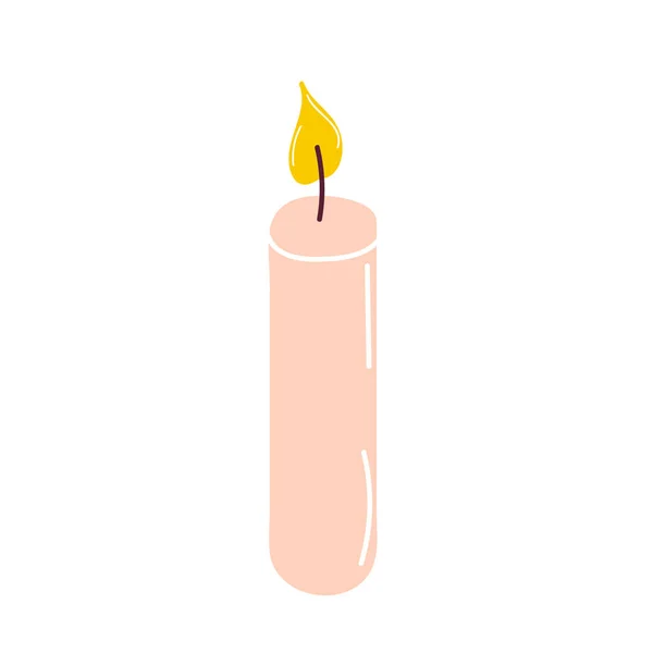 Brennende Kerze für Aromatherapie und Innendekoration, isoliert auf hellem Hintergrund. Element für das Design. Flache Vektorabbildung — Stockvektor