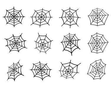Web beyaz bir arkaplanda izole edilmiş. Cadılar Bayramı için internet, Cadılar Bayramı 'nda tasarım için ürkütücü, ürkütücü bir unsur.
