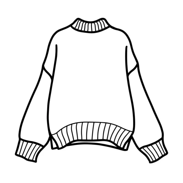 Zimowy sweter z wełny na drutach. Przytulne zimowe ubrania. Projektowanie pocztówek, opakowań i druku. Ręcznie rysowane wektor ilustracji w stylu Doodle — Wektor stockowy