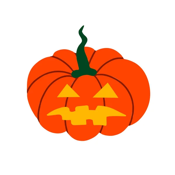 Wütender Kürbis zu Halloween. Gruselig-böser Kürbis ist ein Symbol für den Halloween-Feiertag. Vektorflache Illustration — Stockvektor