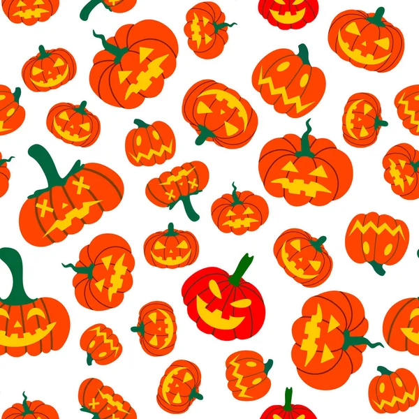 Seamless pattern of orange pumpkins Vector illustration.Design of packaging, advertising, banners, textiles — Stock Vector