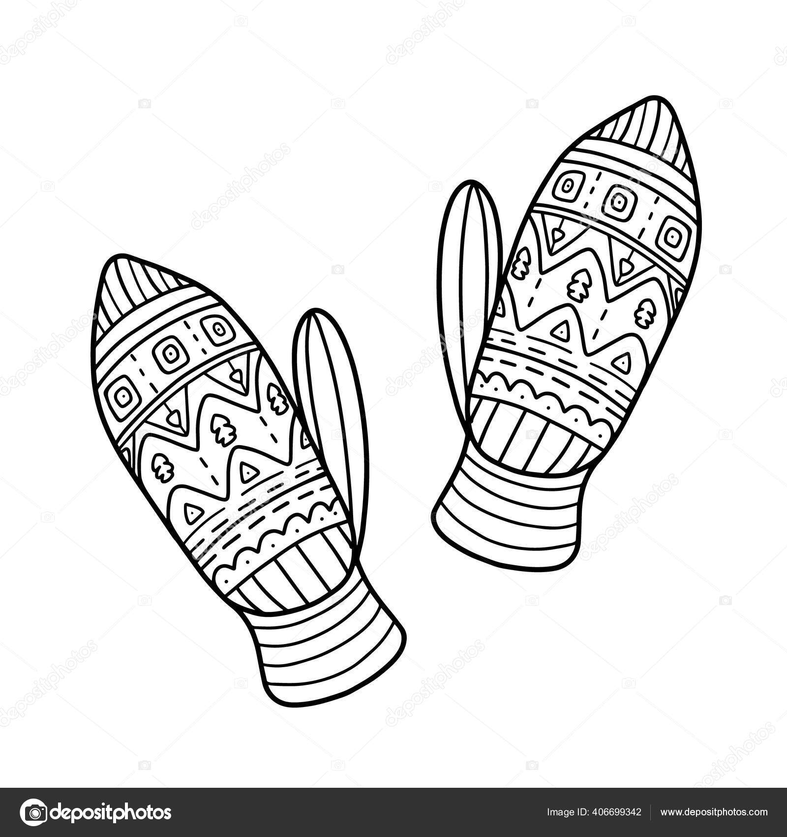 Á Mitten Coloring Page Stock Cliparts Royalty Free Winter Gloves Coloring Pictures Download On Depositphotos