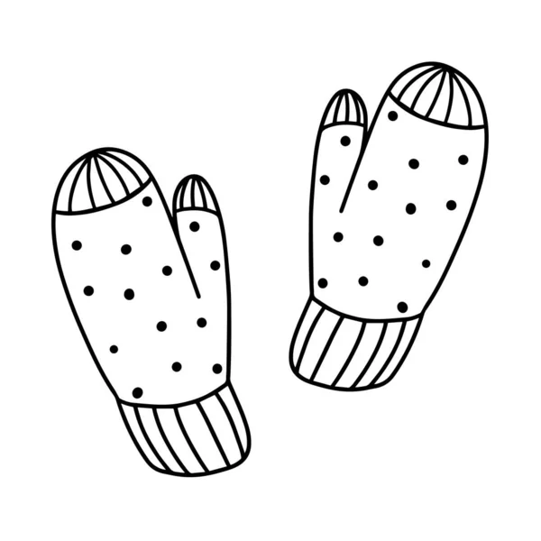 Niedliche und gemütliche Fäustlinge im Stil von Doodle.Vector Illustration — Stockvektor
