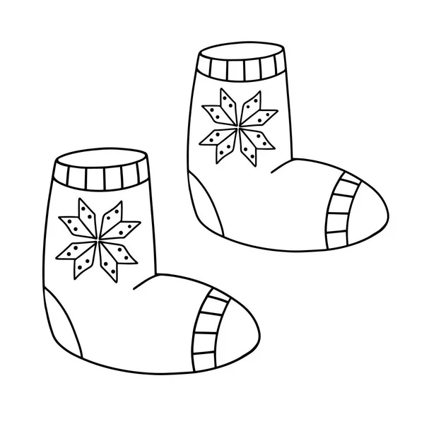 Scarpe in feltro in stile Doodle. Scarpe calde invernali. Scarpe tradizionali russe Valenki. illustrazione vettoriale disegnata a mano. Stile scandinavo — Vettoriale Stock