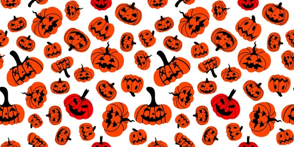 Pattern of orange pumpkins on a white background. Vector illustration. Design of packaging, banners, textiles — Stock Vector