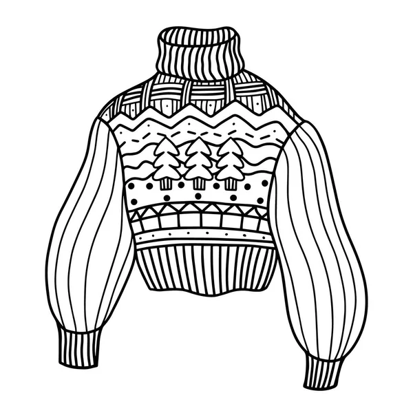 Niedlicher Wollpullover mit weihnachtlichen Mustern — Stockvektor