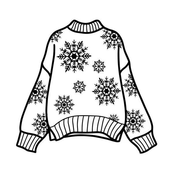 Stickad tröja med snöflingor, mysig tröja — Stock vektor