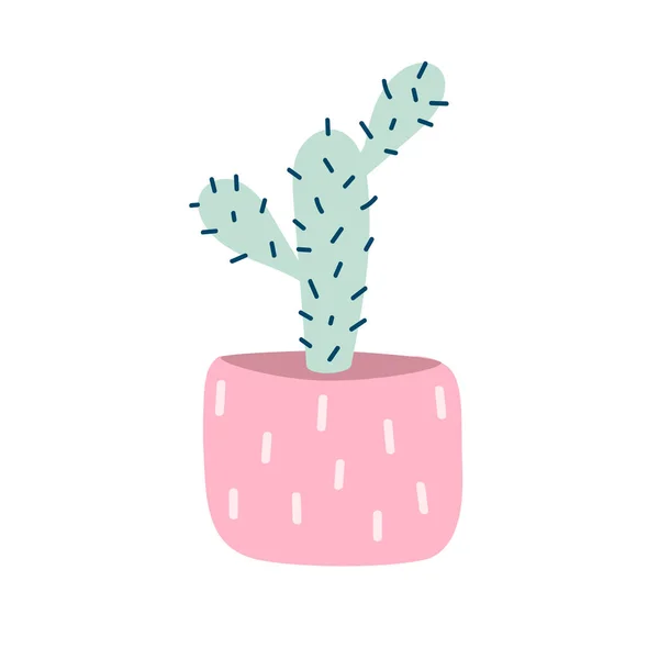 Cactus dans une casserole. Prickly dessin animé cactus — Image vectorielle