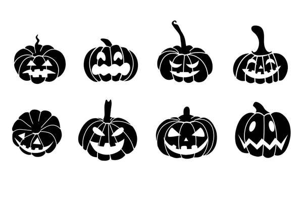 Silhouette de citrouille noire - ensemble pour Halloween — Image vectorielle