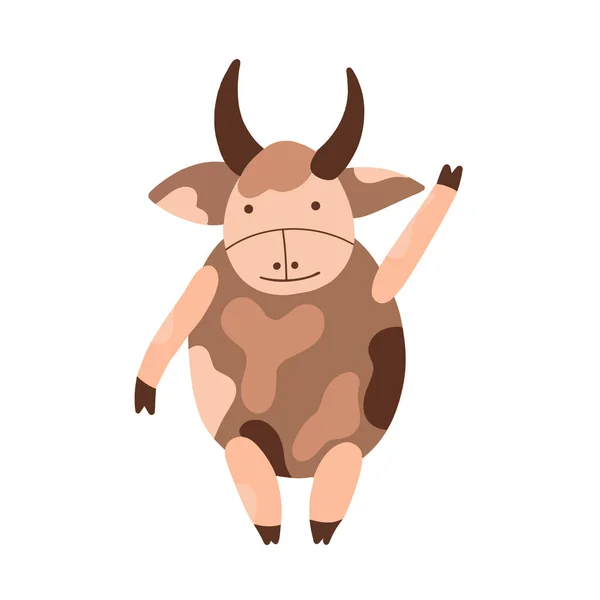 Lindo personaje con cuernos símbolo de toro de 2021, vector — Vector de stock