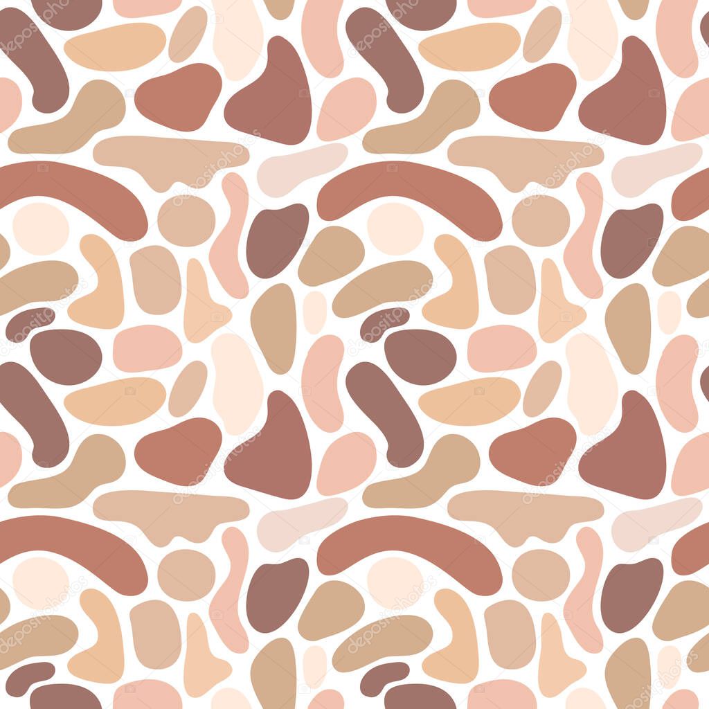 Modern abstract pattern with spots, natural shapes, ovals, in trendy colors 