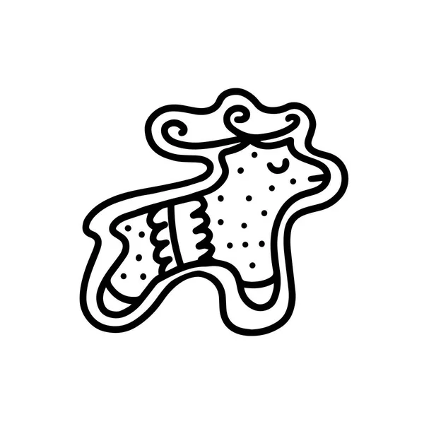Lebkuchen in Form eines Hirsches. Doodle-Stil — Stockvektor