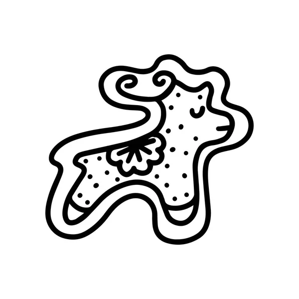 Lebkuchen in Form eines Hirsches. Vektor-Illustration im Doodle-Stil — Stockvektor