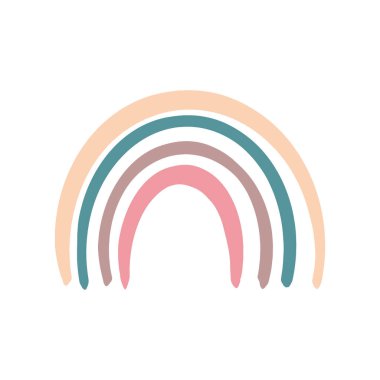 Hassas renkte gökkuşağı. Boho tarzı. Dekor için modern tasarım. El çizimi vektör illüstrasyonu 