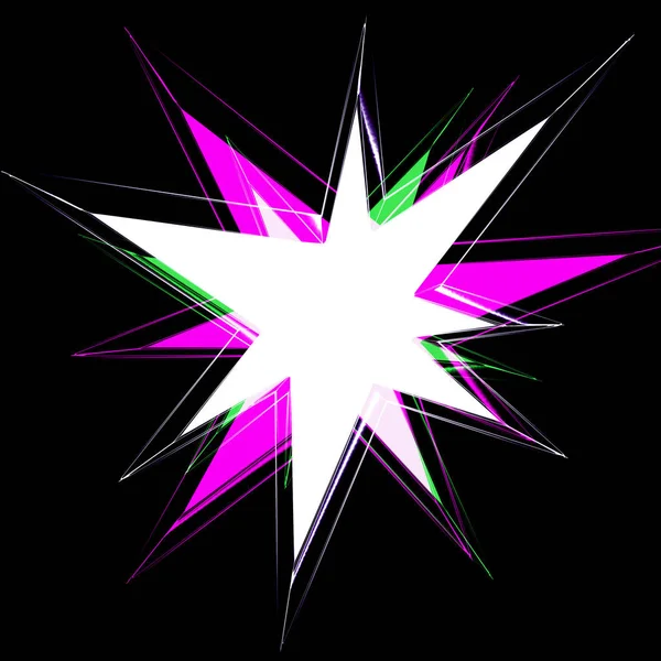 Farbenfroher Stern Mit Weißer Mitte Auf Schwarzem Hintergrund — Stockfoto