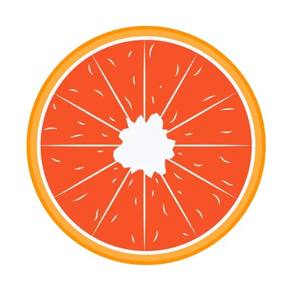 Rebanada Pomelo Rojo Plano Ilustración Vectorial — Vector de stock