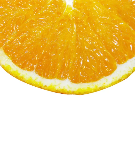 Primo Piano Arancione Succoso Del Quarto Isolato Bianco — Foto Stock