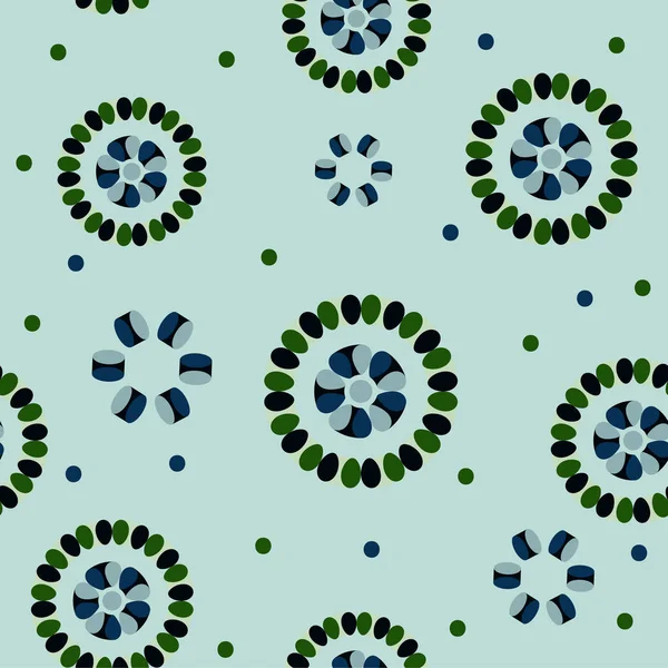 Sömlös Bakgrund Abstrakt Blå Grönt Blommönster Vektorillustration — Stock vektor