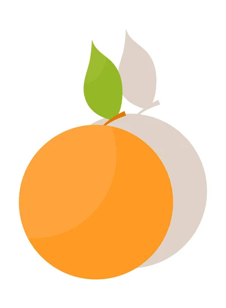 Ilustração Vetorial Simples Laranja Madura Grande Com Folha Estilo Plano — Vetor de Stock