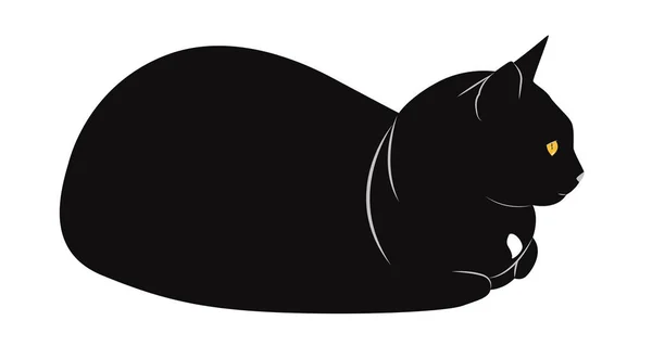 Desenhos Animados Gato Preto Com Olhos Amarelos Perfil Ilustração Vetorial — Vetor de Stock