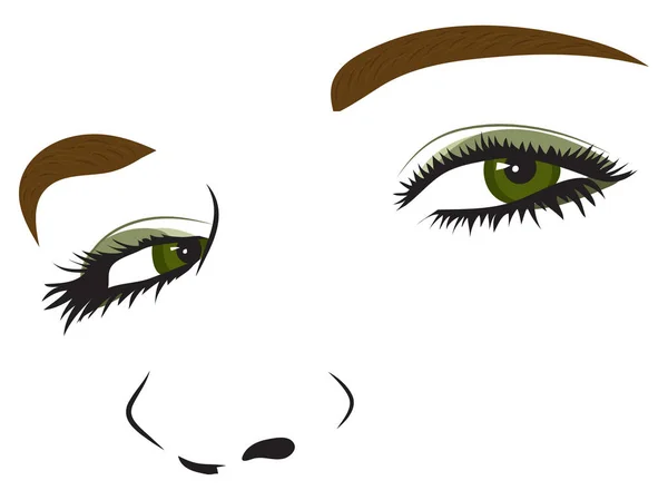 Vackra Kvinnliga Gröna Ögon Med Makeup Vektorillustration — Stock vektor
