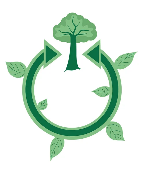 Emblem För Förnybara Resurser Eller Grön Energi Vektorillustration — Stock vektor