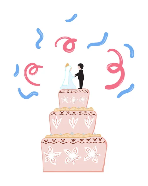 Růžové svatební dort — Stockový vektor