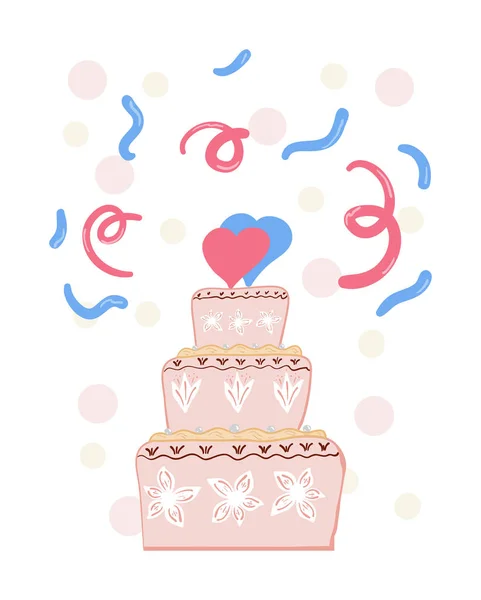 Pink Wedding Cake — Stock Vector