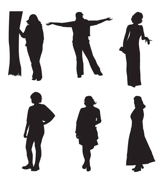 Set of woman silhouette — Stock Vector