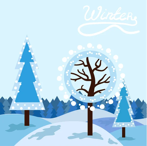 Winterlandschap, illustratie — Stockvector